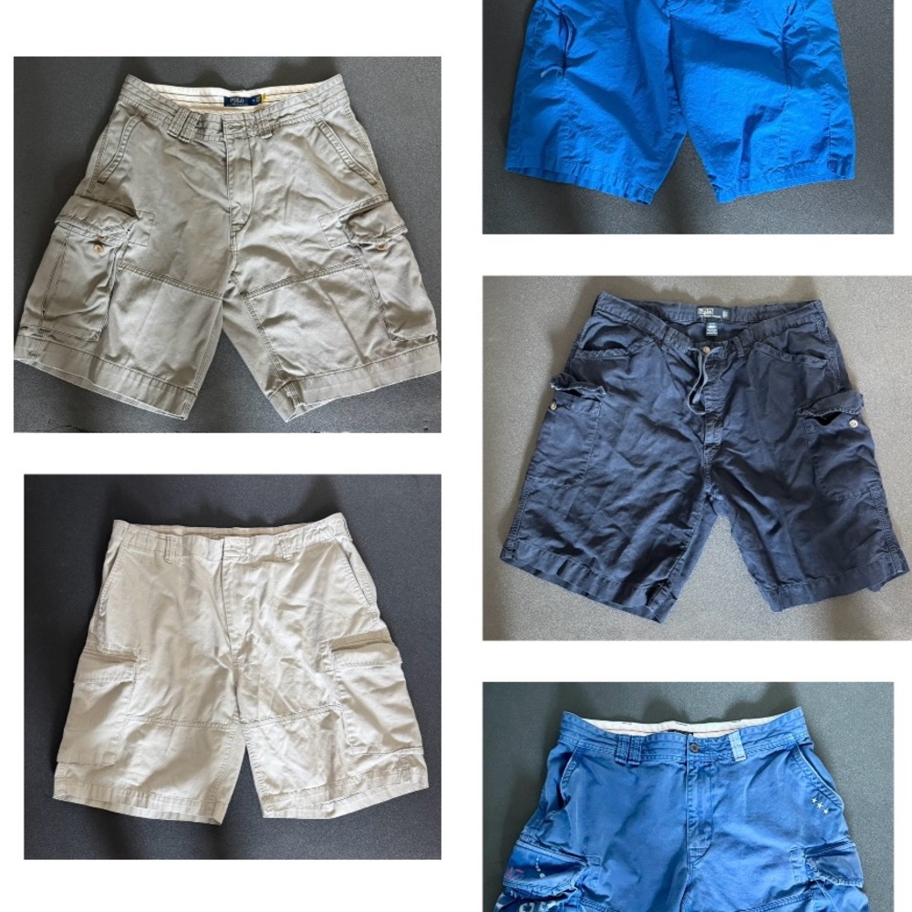 Armani Exchange Men's Cargo Shorts in Beige, Blue, and Navy